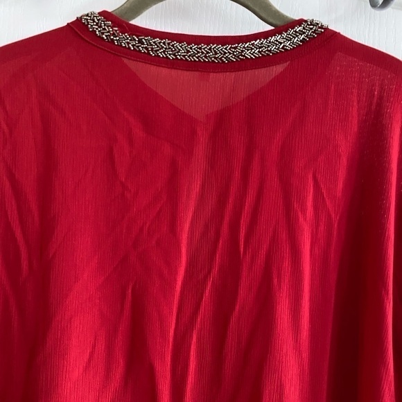 Maurices Red Keyhole Beaded neckline Blouse NWOT - Picture 7 of 12
